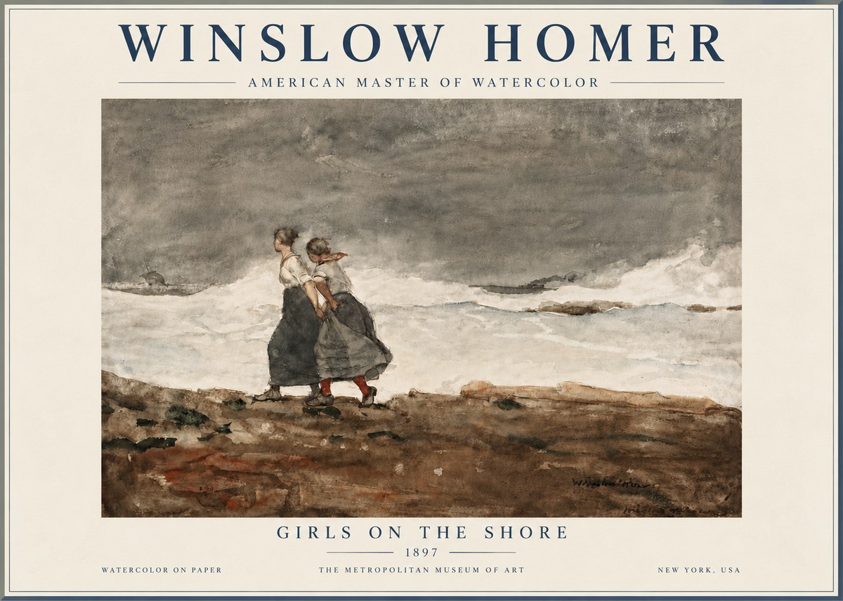 Winslow Homer Girls on the Shore No6 - Poszter