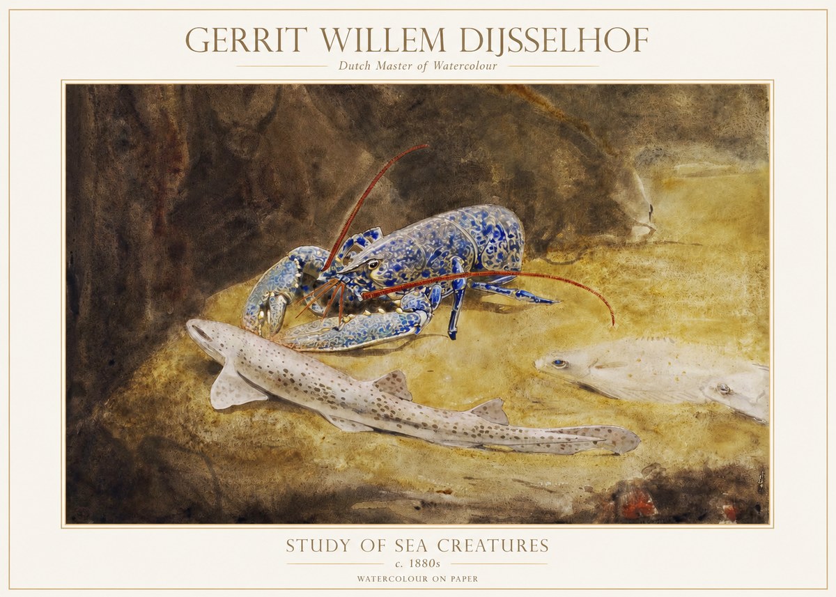 Gerrit Willem Dijsselhof Study of Sea Creatures No1 - Poszter