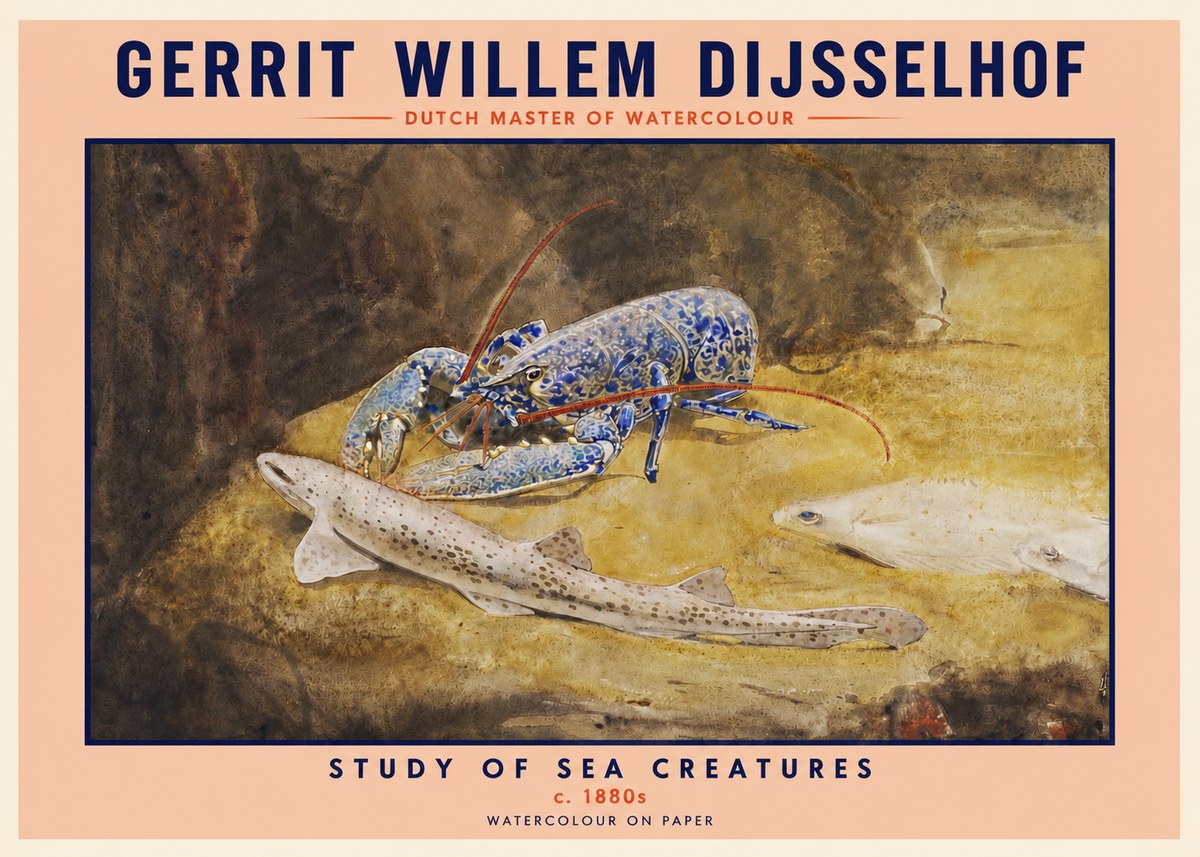 Gerrit Willem Dijsselhof Study of Sea Creatures No2 - Poszter