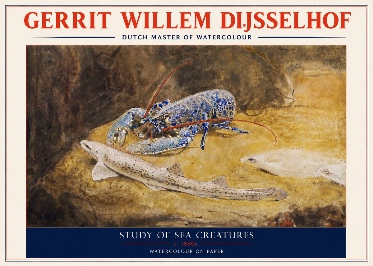 Gerrit Willem Dijsselhof Study of Sea Creatures No3 - Poszter