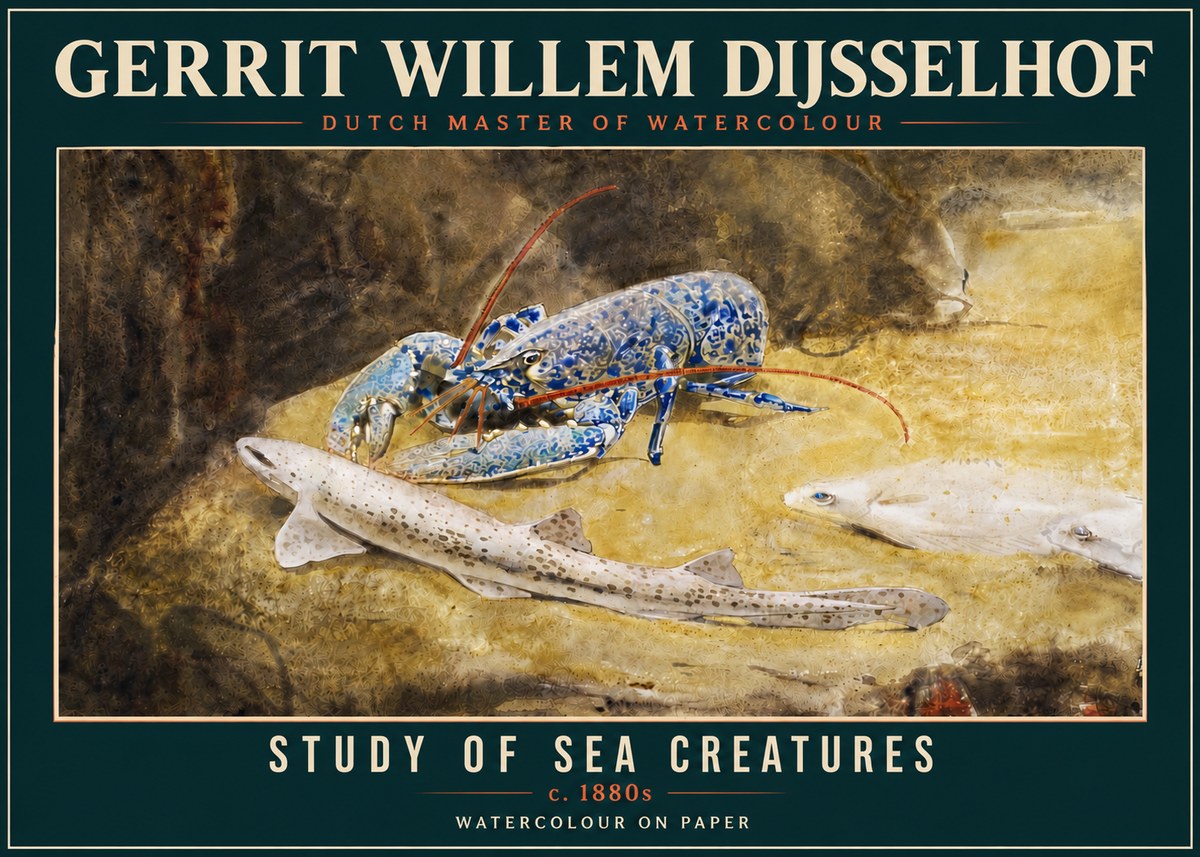 Gerrit Willem Dijsselhof Study of Sea Creatures No4 - Poszter