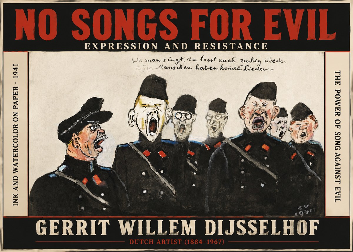 Gerrit Willem Dijsselhof Where Men Sing, There You May Rest in Peace; Evil People Have No Songs. No3 - Poszter