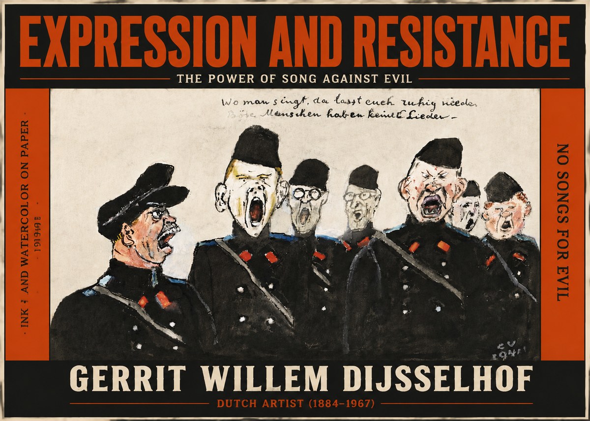 Gerrit Willem Dijsselhof Where Men Sing, There You May Rest in Peace; Evil People Have No Songs. No4 - Poszter