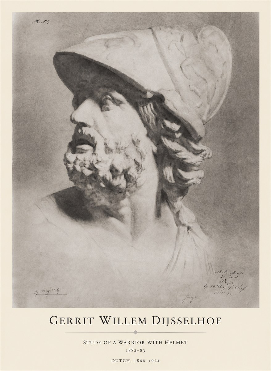 Gerrit Willem Dijsselhof Study of a Warrior with Helmet No1 - Poszter