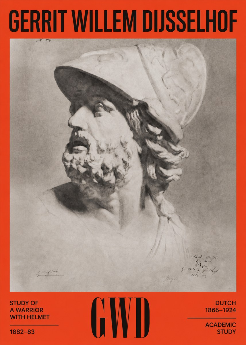 Gerrit Willem Dijsselhof Study of a Warrior with Helmet No2 - Poszter
