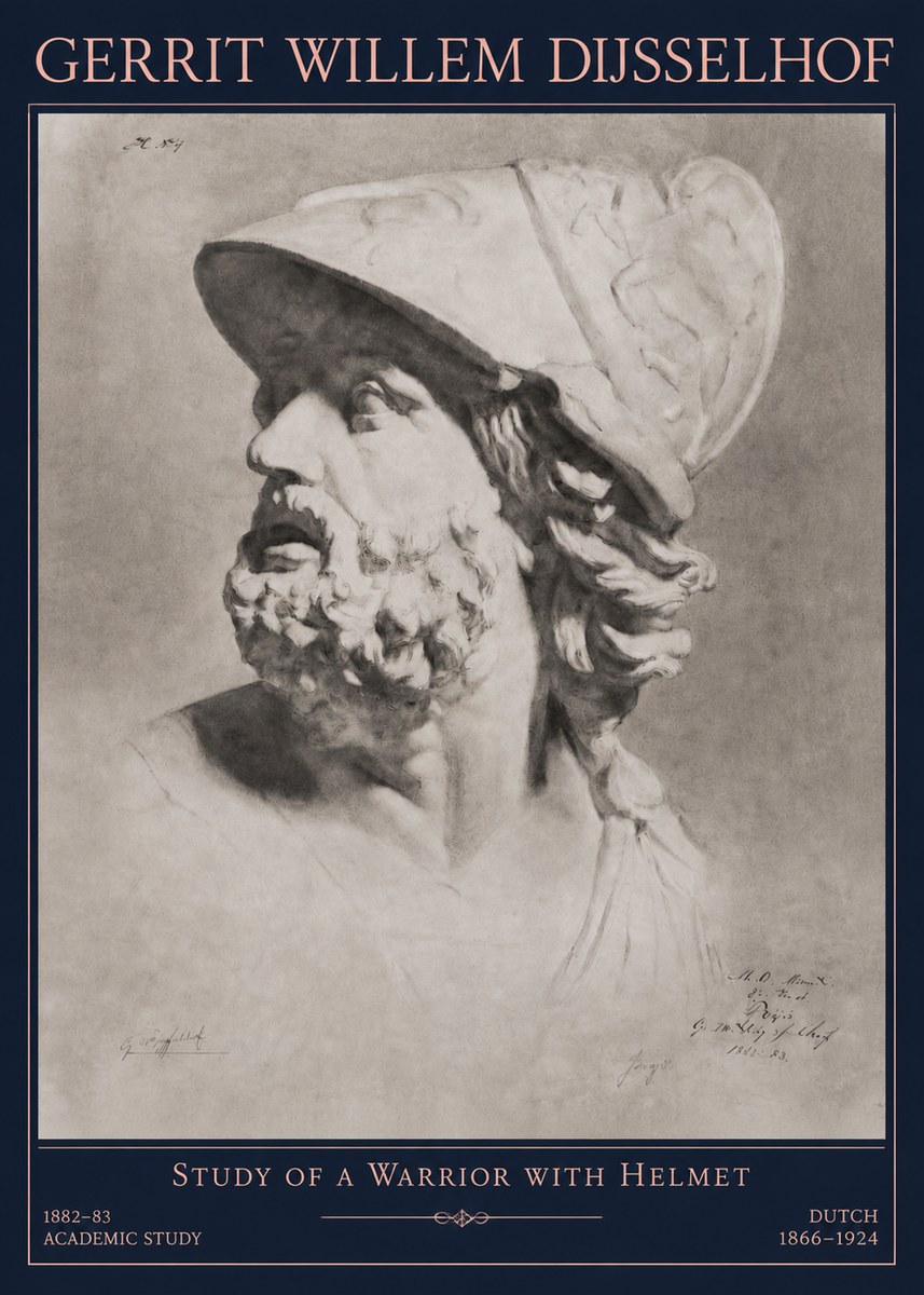 Gerrit Willem Dijsselhof Study of a Warrior with Helmet No3 - Poszter