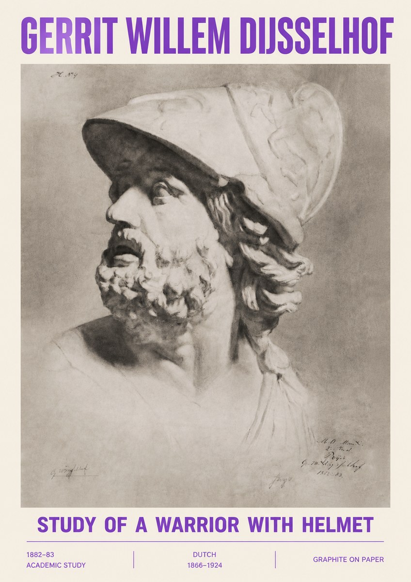 Gerrit Willem Dijsselhof Study of a Warrior with Helmet No4 - Poszter