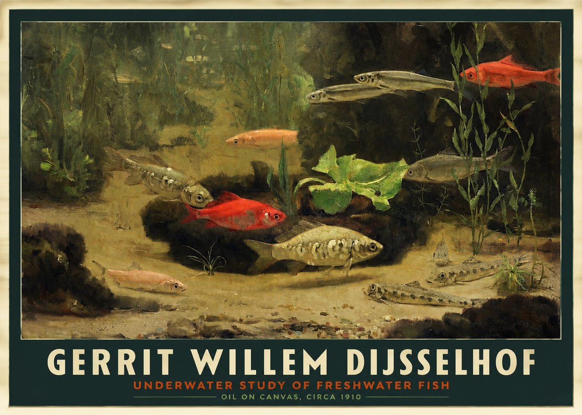 Gerrit Willem Dijsselhof Underwater Study of Freshwater Fish No2 - Poszter