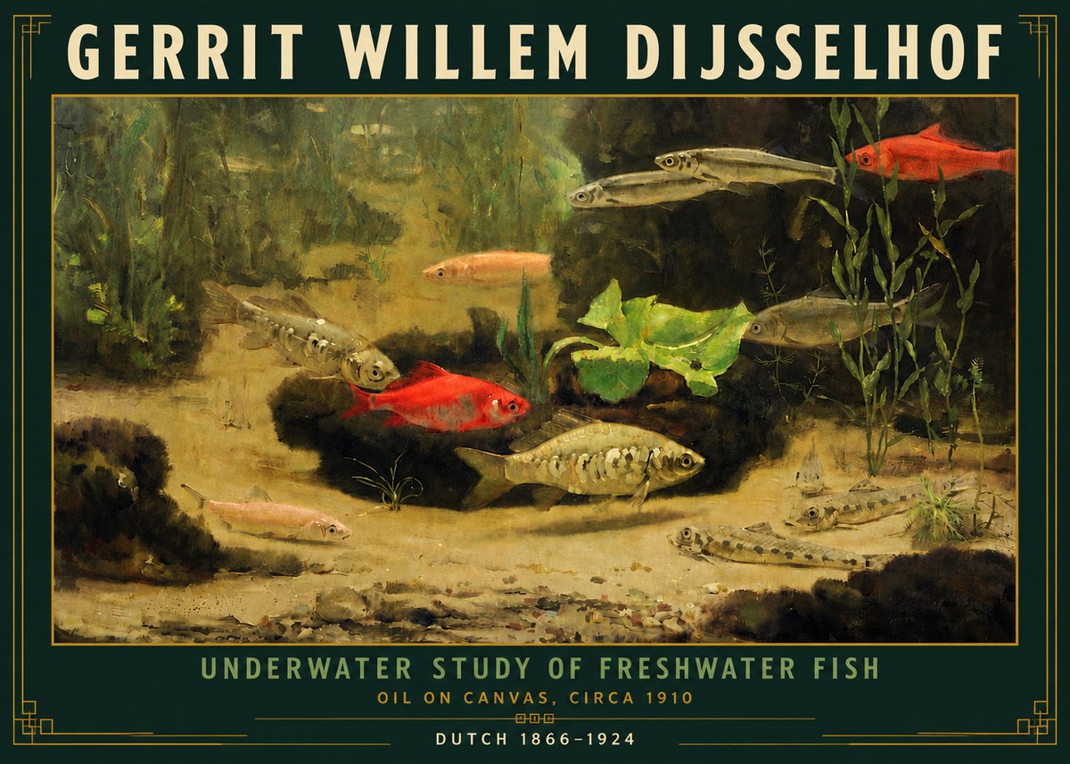 Gerrit Willem Dijsselhof Underwater Study of Freshwater Fish No5 - Poszter