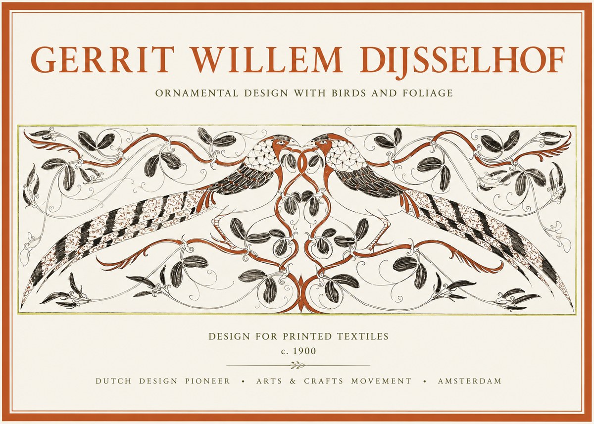 Gerrit Willem Dijsselhof Ornamental Design with Birds and Foliage No1 - Poszter
