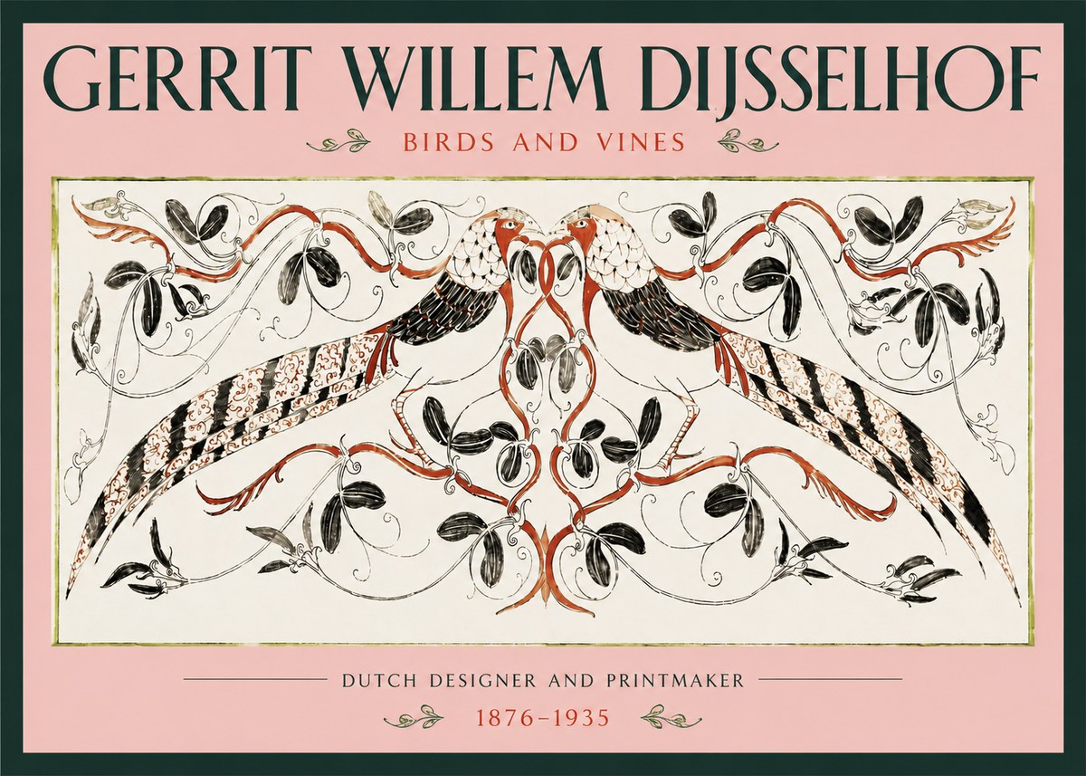 Gerrit Willem Dijsselhof Ornamental Design with Birds and Foliage No3 - Poszter