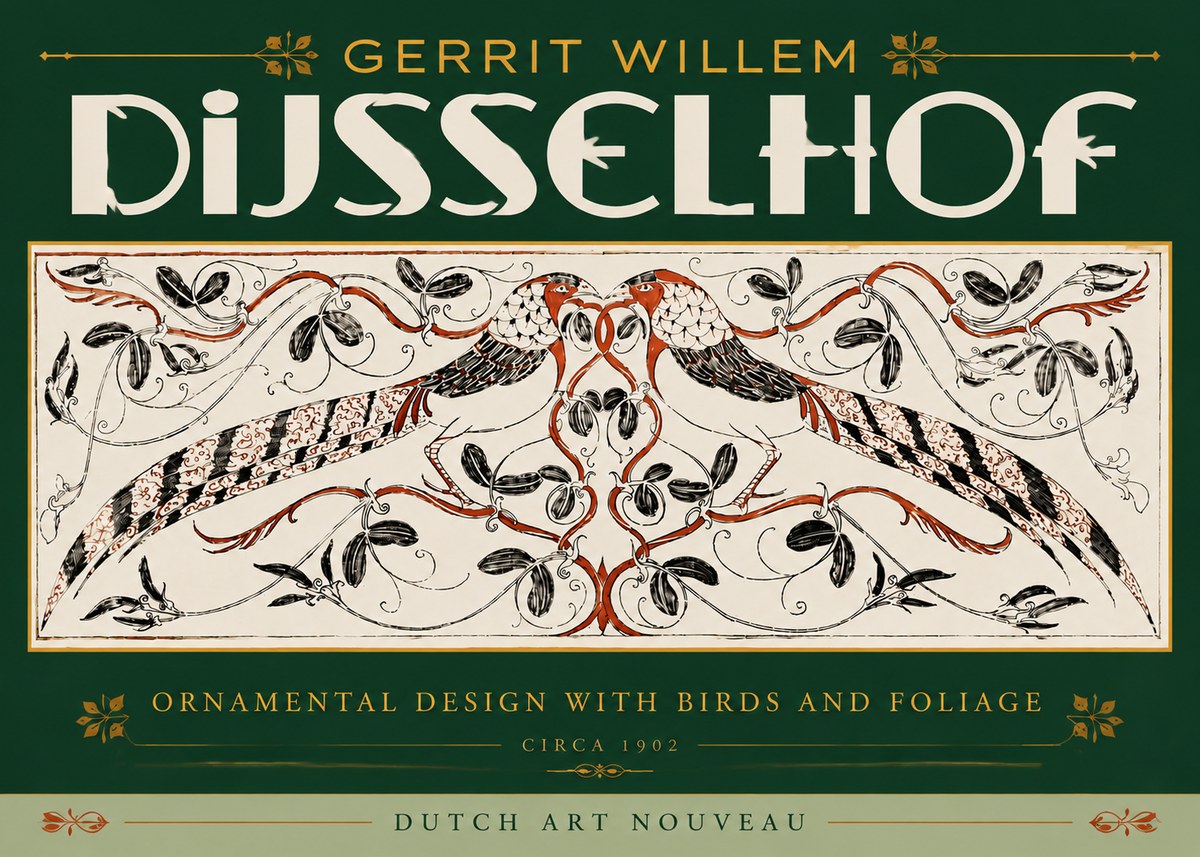 Gerrit Willem Dijsselhof Ornamental Design with Birds and Foliage No6 - Poszter