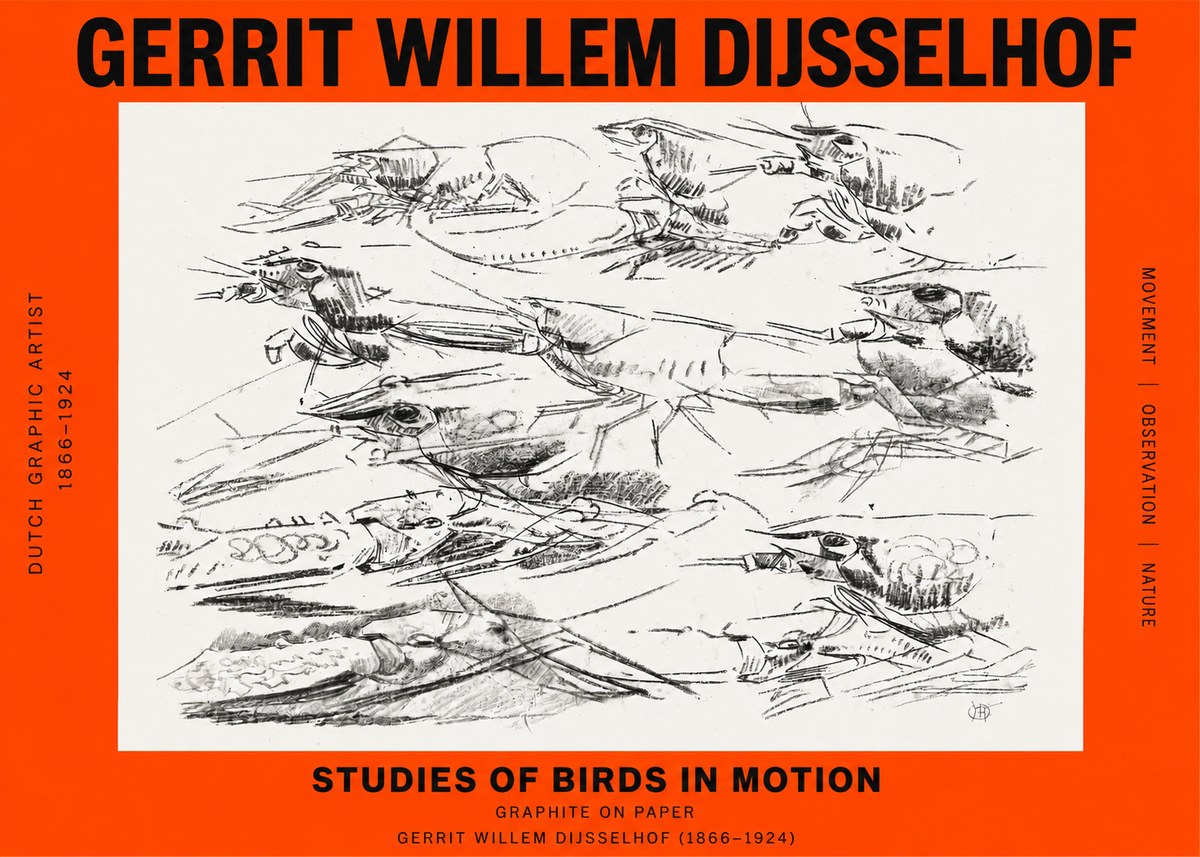 Gerrit Willem Dijsselhof Studies of Birds in Motion No2 - Poszter