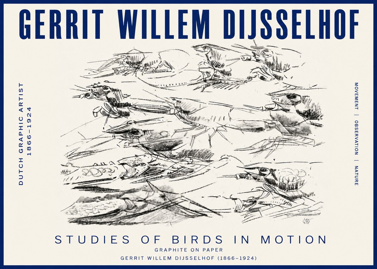 Gerrit Willem Dijsselhof Studies of Birds in Motion No3 - Poszter