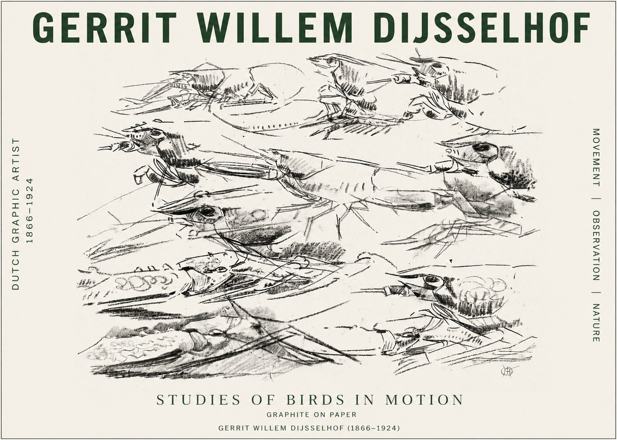 Gerrit Willem Dijsselhof Studies of Birds in Motion No4 - Poszter