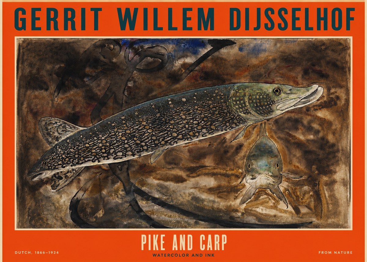 Gerrit Willem Dijsselhof Pike and Carp No2 - Poszter
