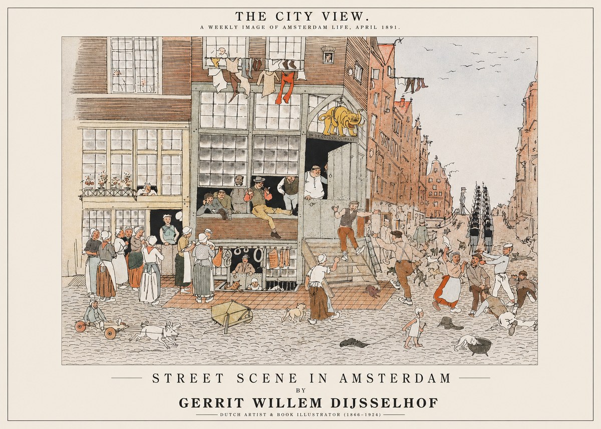 Gerrit Willem Dijsselhof Street Scene in Amsterdam No1 - Poszter