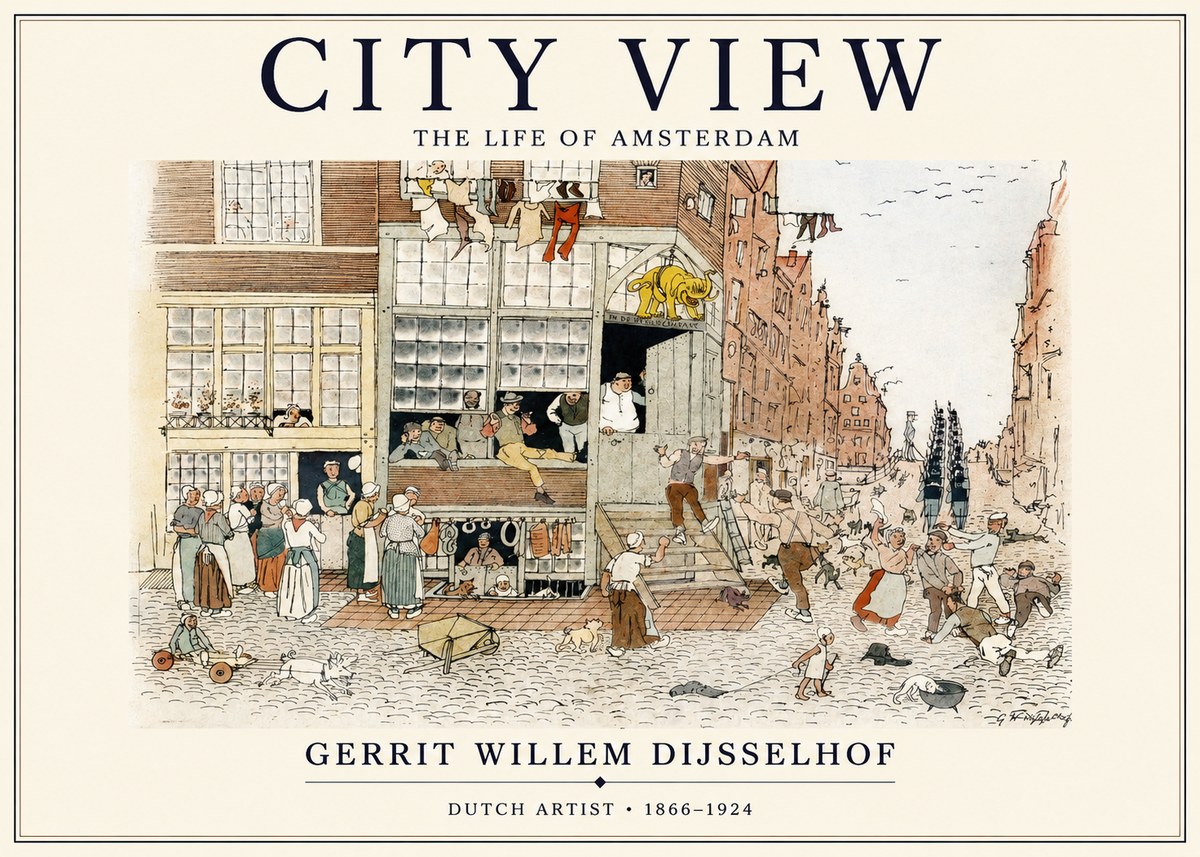 Gerrit Willem Dijsselhof Street Scene in Amsterdam No2 - Poszter