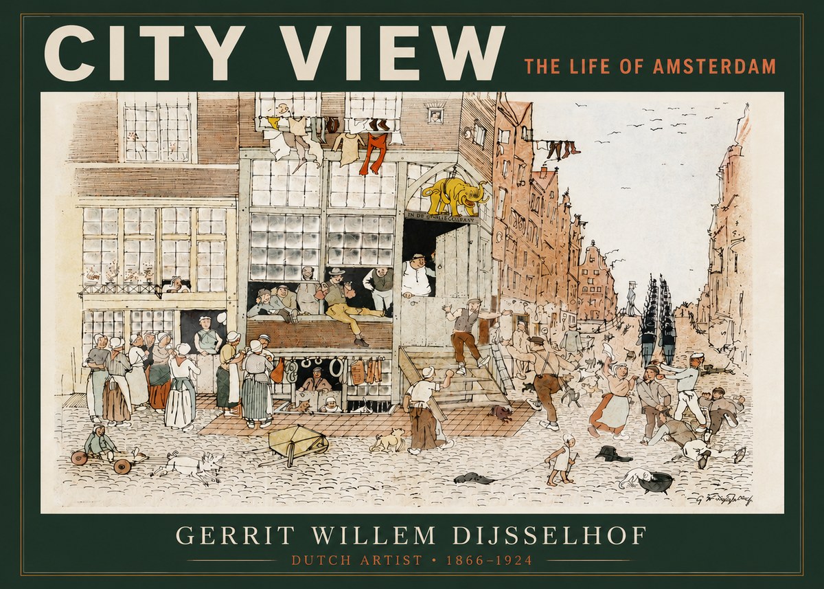 Gerrit Willem Dijsselhof Street Scene in Amsterdam No4 - Poszter