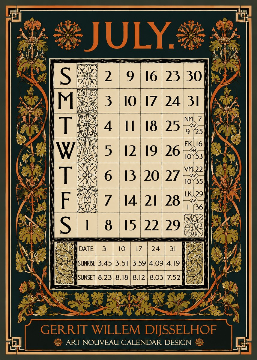 Gerrit Willem Dijsselhof July. No5 - Poszter