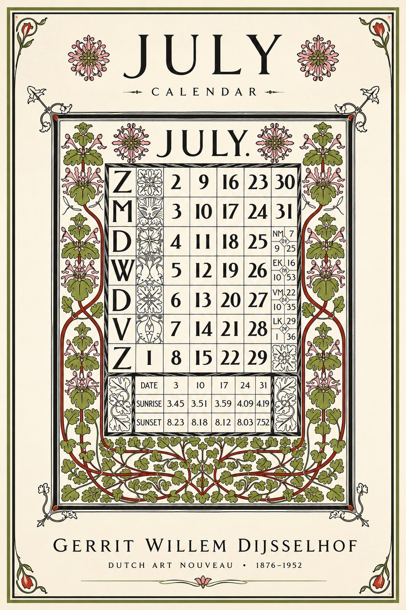 Gerrit Willem Dijsselhof July. No6 - Poszter