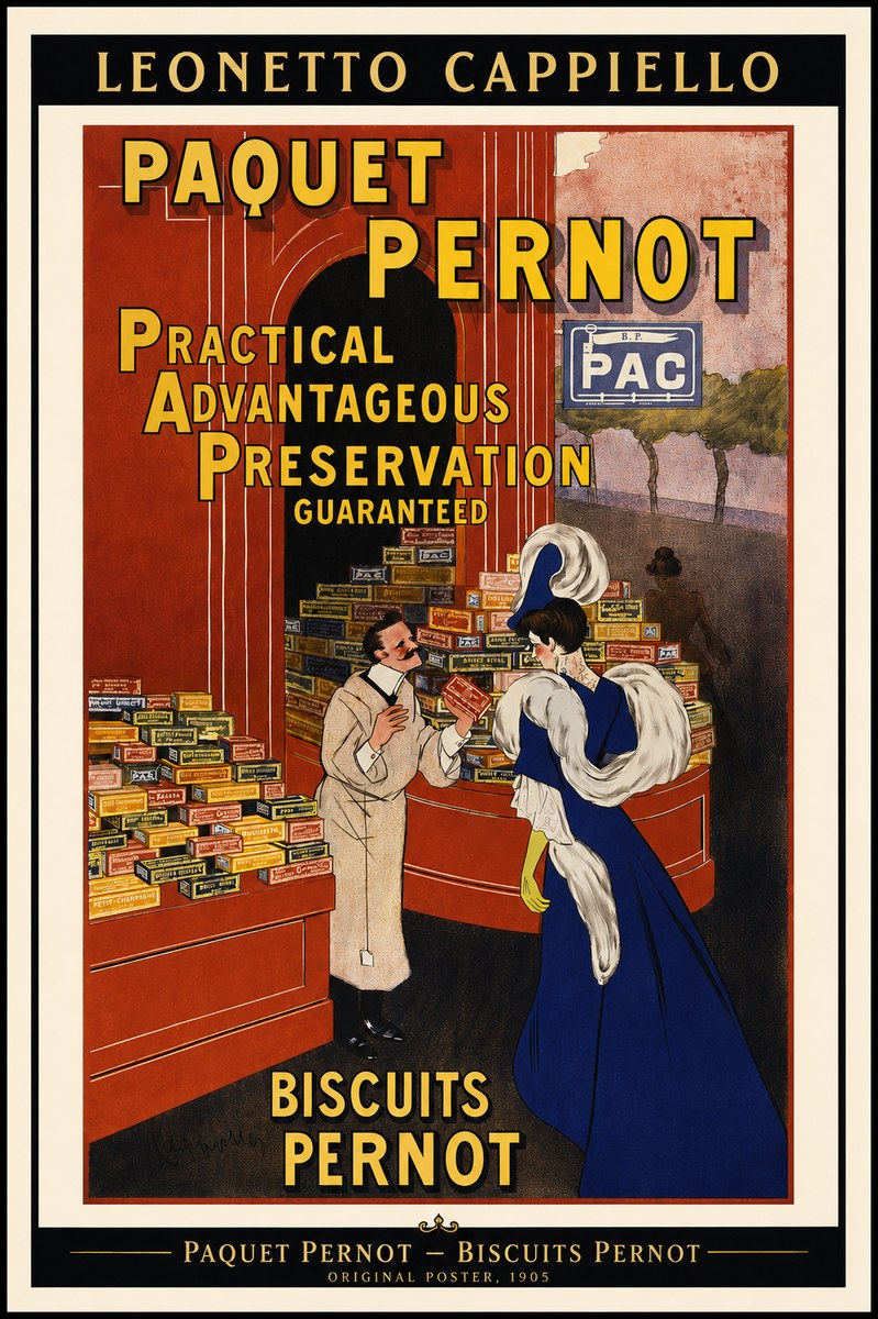 Leonetto Cappiello Paquet Pernot – Biscuits Pernot No2 - Poszter