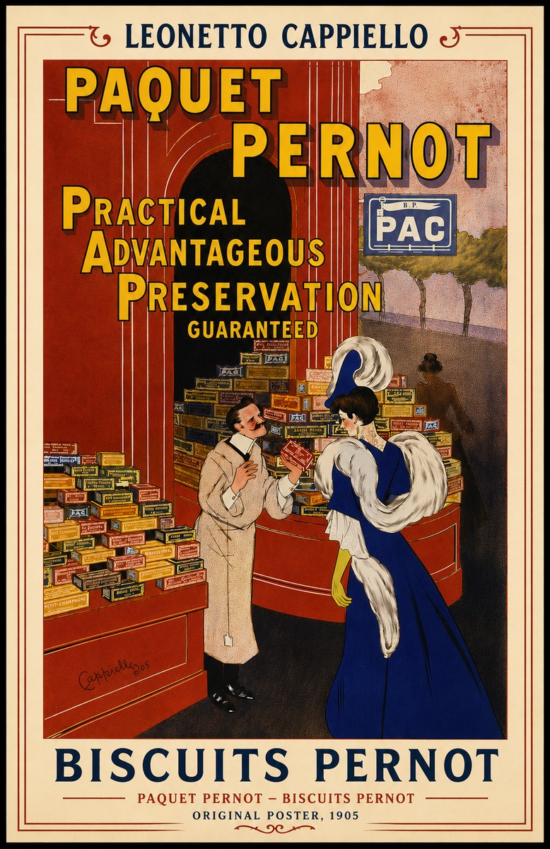 Leonetto Cappiello Paquet Pernot – Biscuits Pernot No5 - Poszter