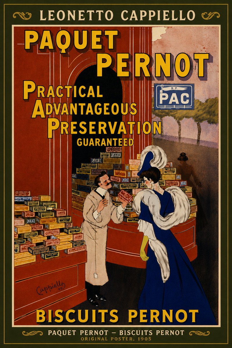 Leonetto Cappiello Paquet Pernot – Biscuits Pernot No6 - Poszter