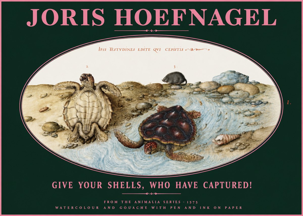 Joris Hoefnagel Two Turtles in a Stream No3 - Poszter