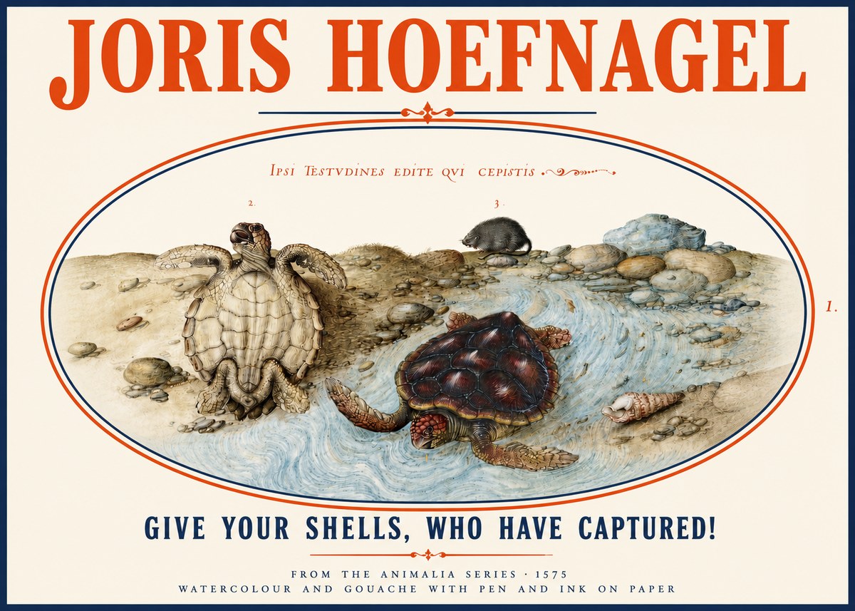 Joris Hoefnagel Two Turtles in a Stream No4 - Poszter