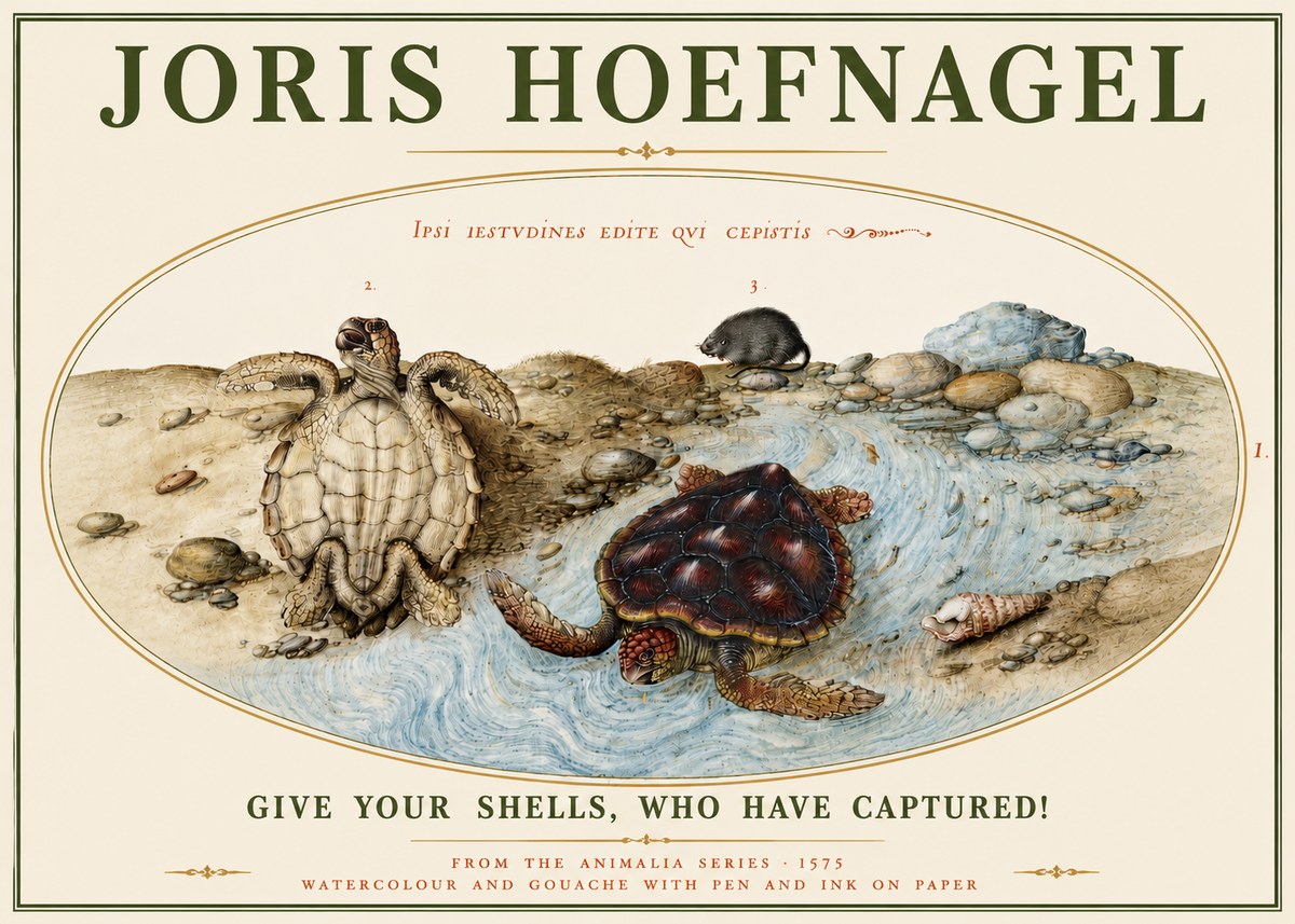 Joris Hoefnagel Two Turtles in a Stream No5 - Poszter