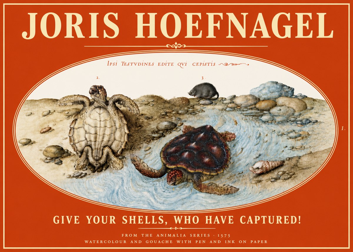 Joris Hoefnagel Two Turtles in a Stream No6 - Poszter