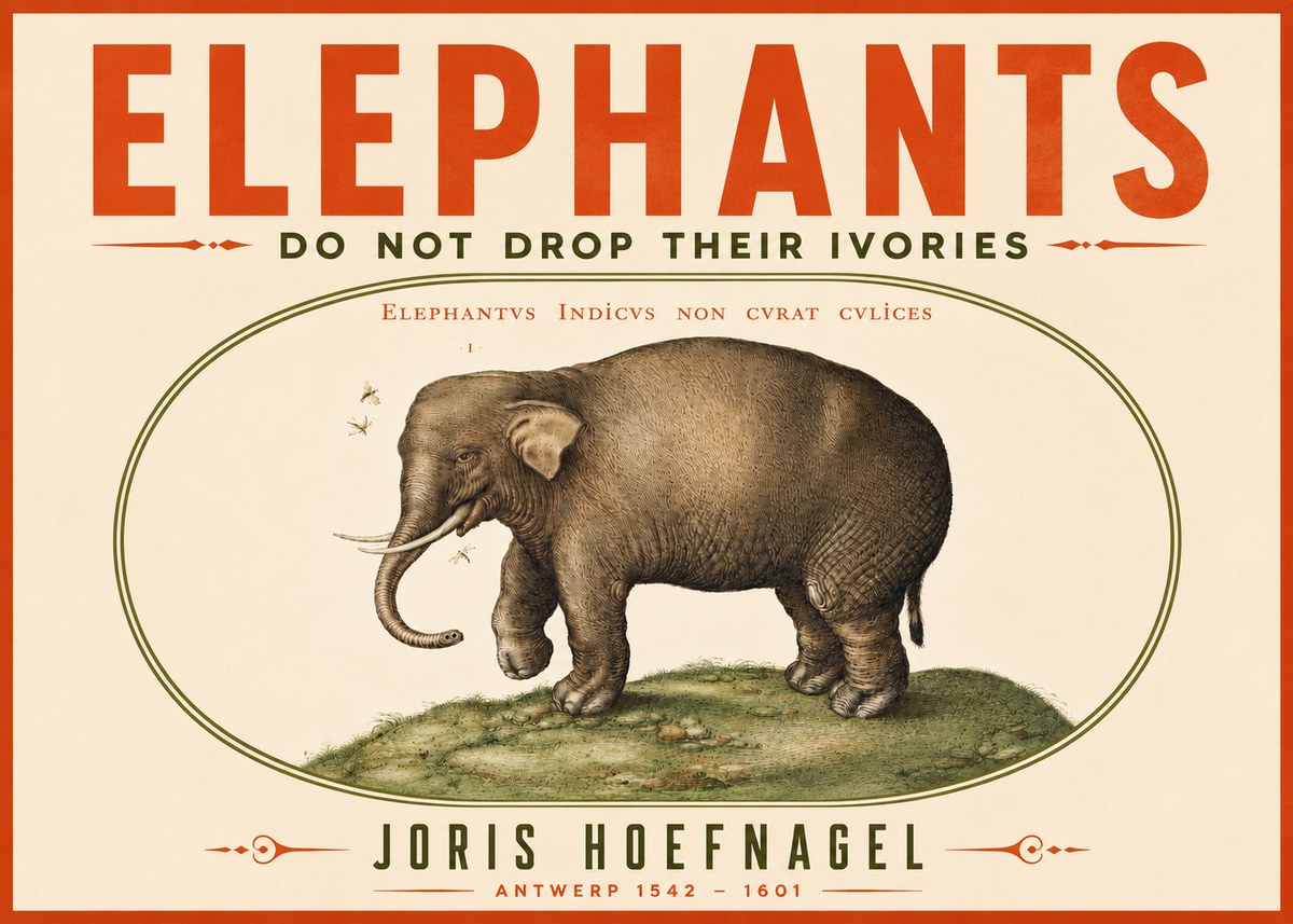Joris Hoefnagel Elephant Does Not Drop Its Ivories No5 - Poszter