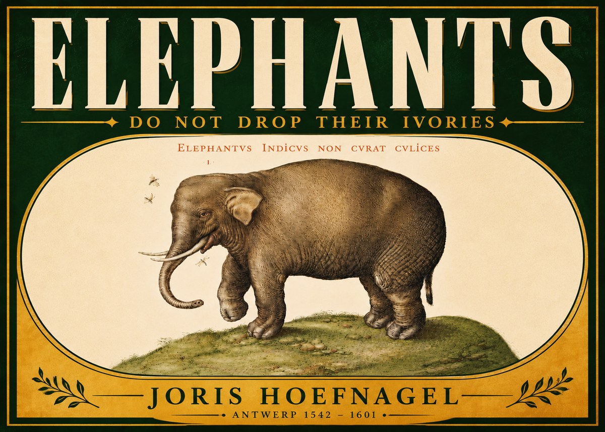 Joris Hoefnagel Elephant Does Not Drop Its Ivories No6 - Poszter