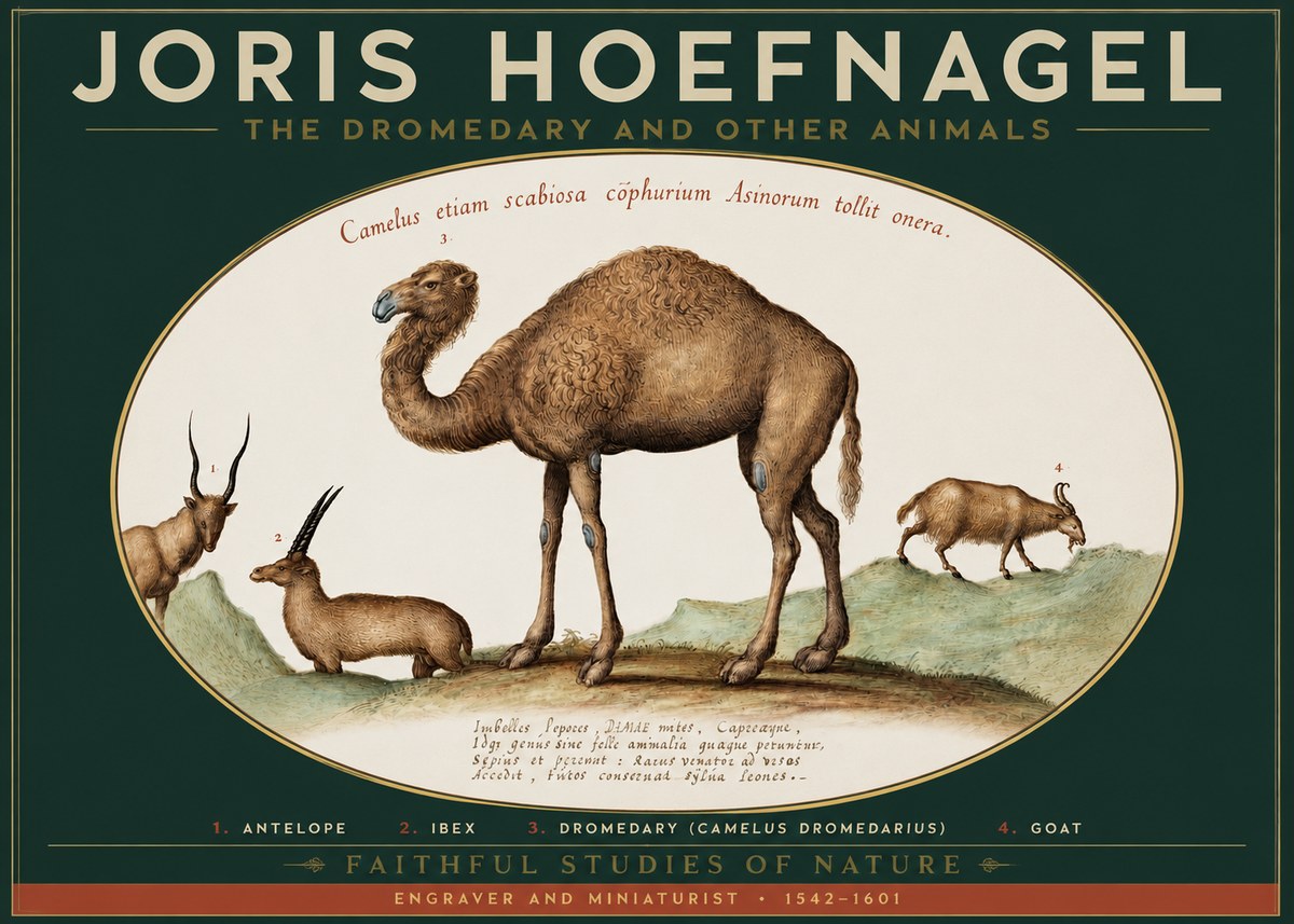 Joris Hoefnagel The Dromedary and Other Animals from Studies of Nature No2 - Poszter