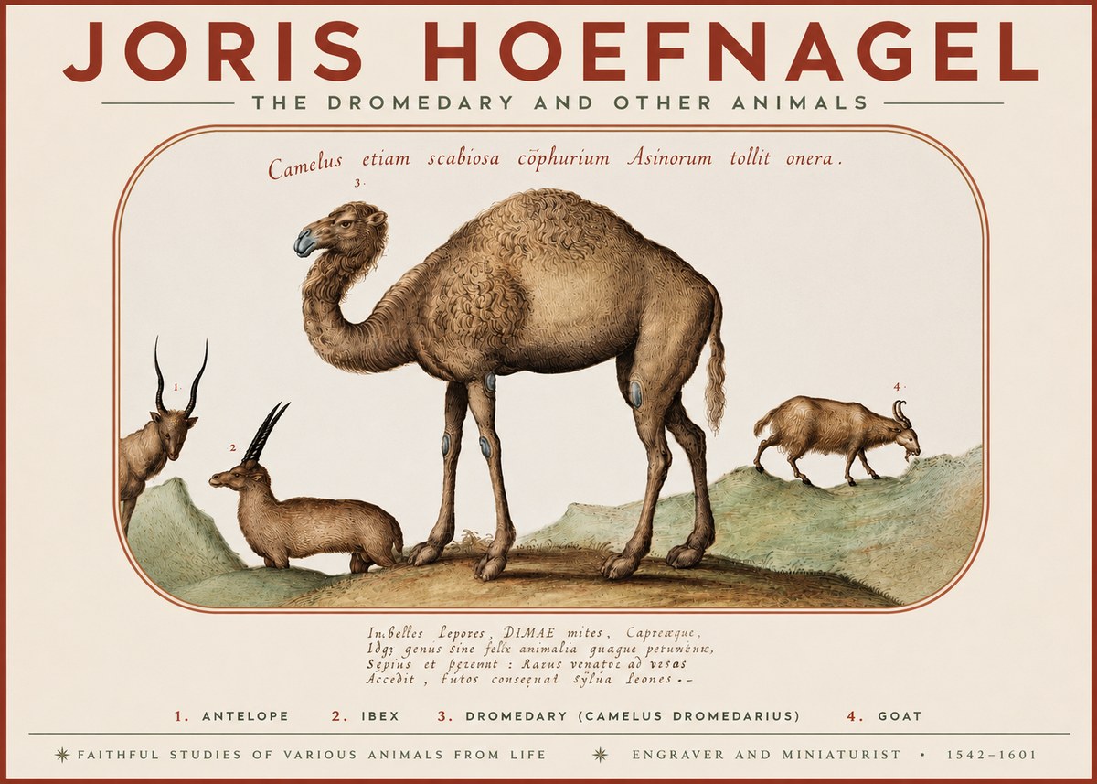 Joris Hoefnagel The Dromedary and Other Animals from Studies of Nature No3 - Poszter