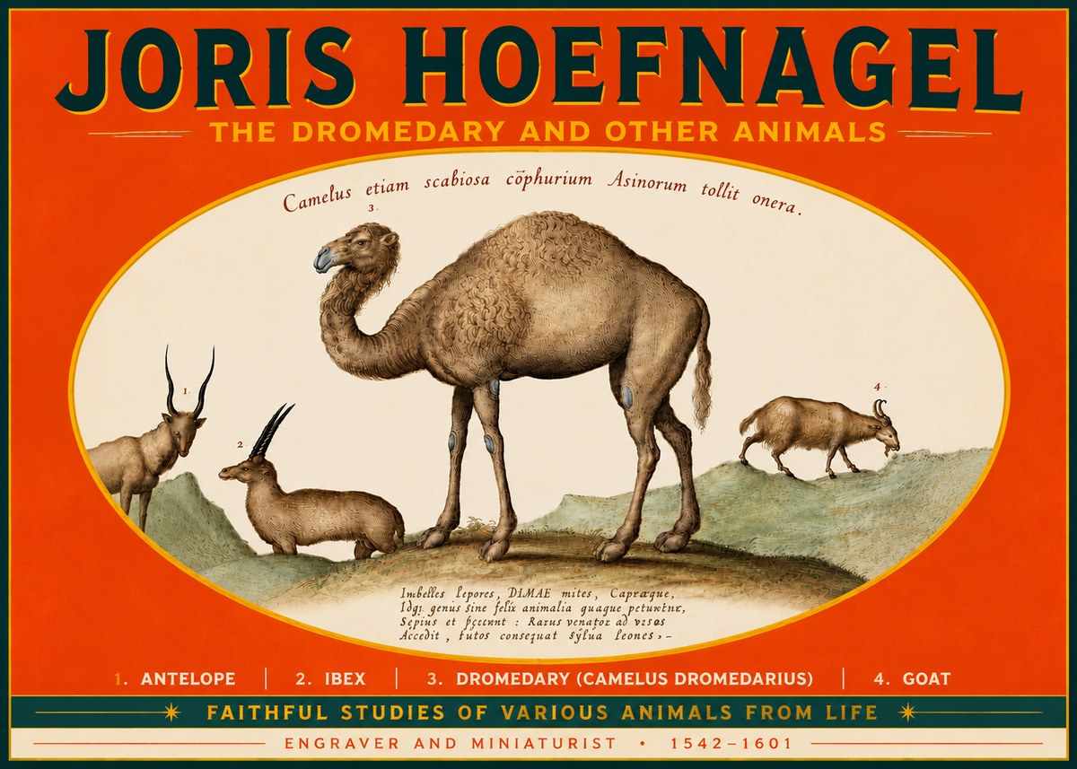 Joris Hoefnagel The Dromedary and Other Animals from Studies of Nature No5 - Poszter