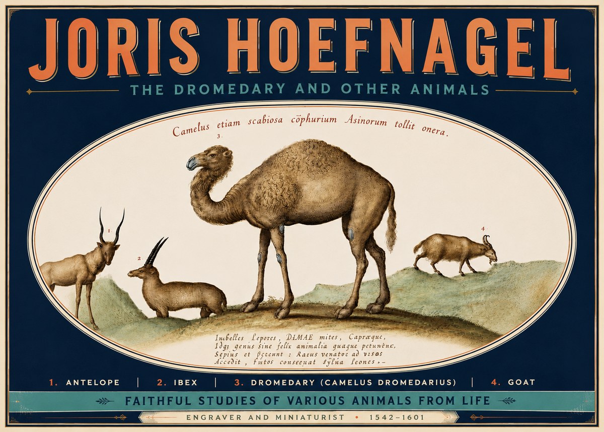 Joris Hoefnagel The Dromedary and Other Animals from Studies of Nature No6 - Poszter