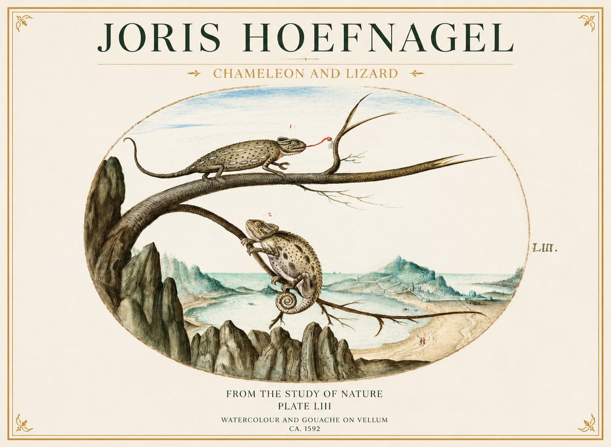 Joris Hoefnagel Chameleon and Lizard No1 - Poszter