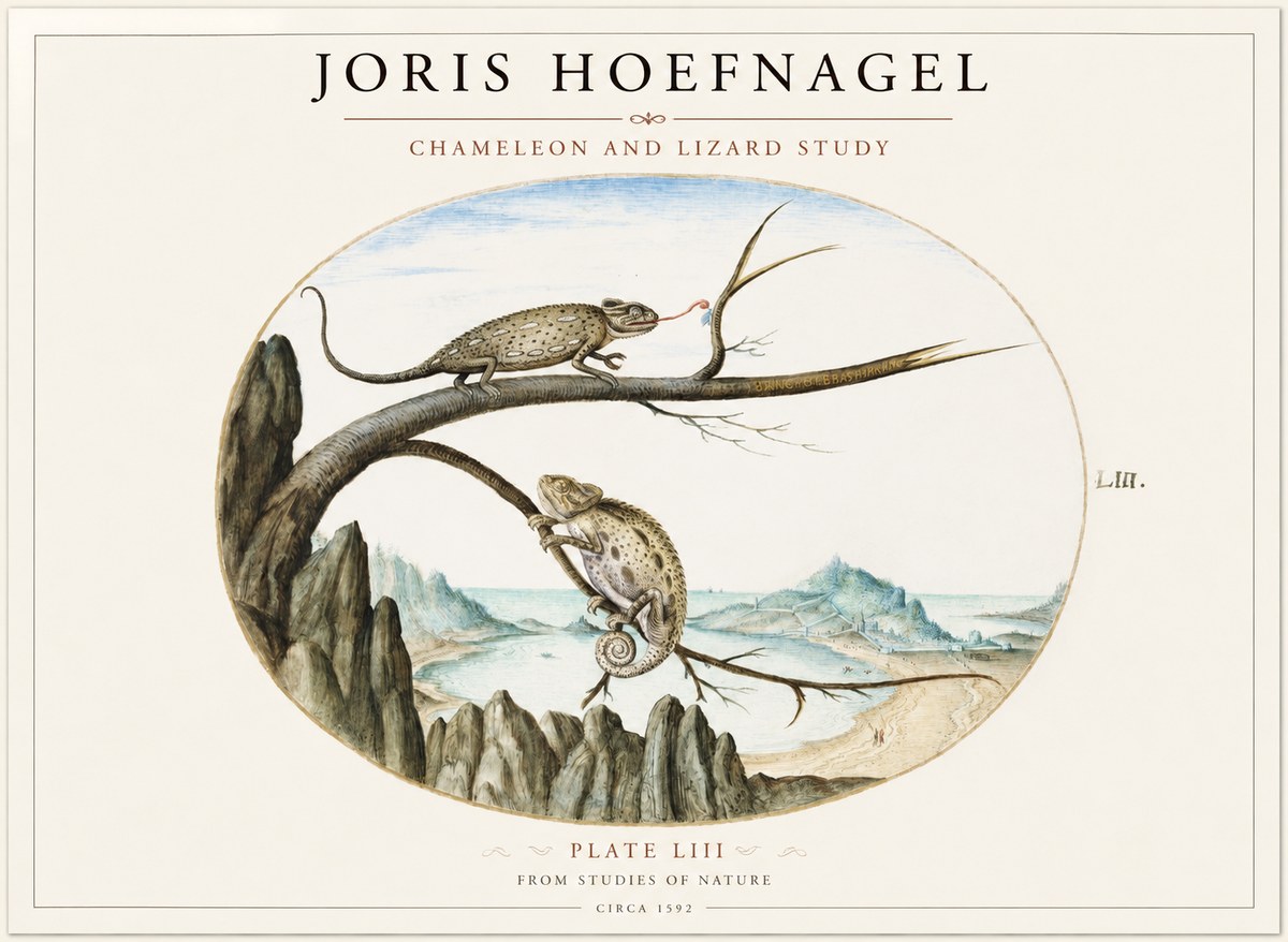 Joris Hoefnagel Chameleon and Lizard No2 - Poszter