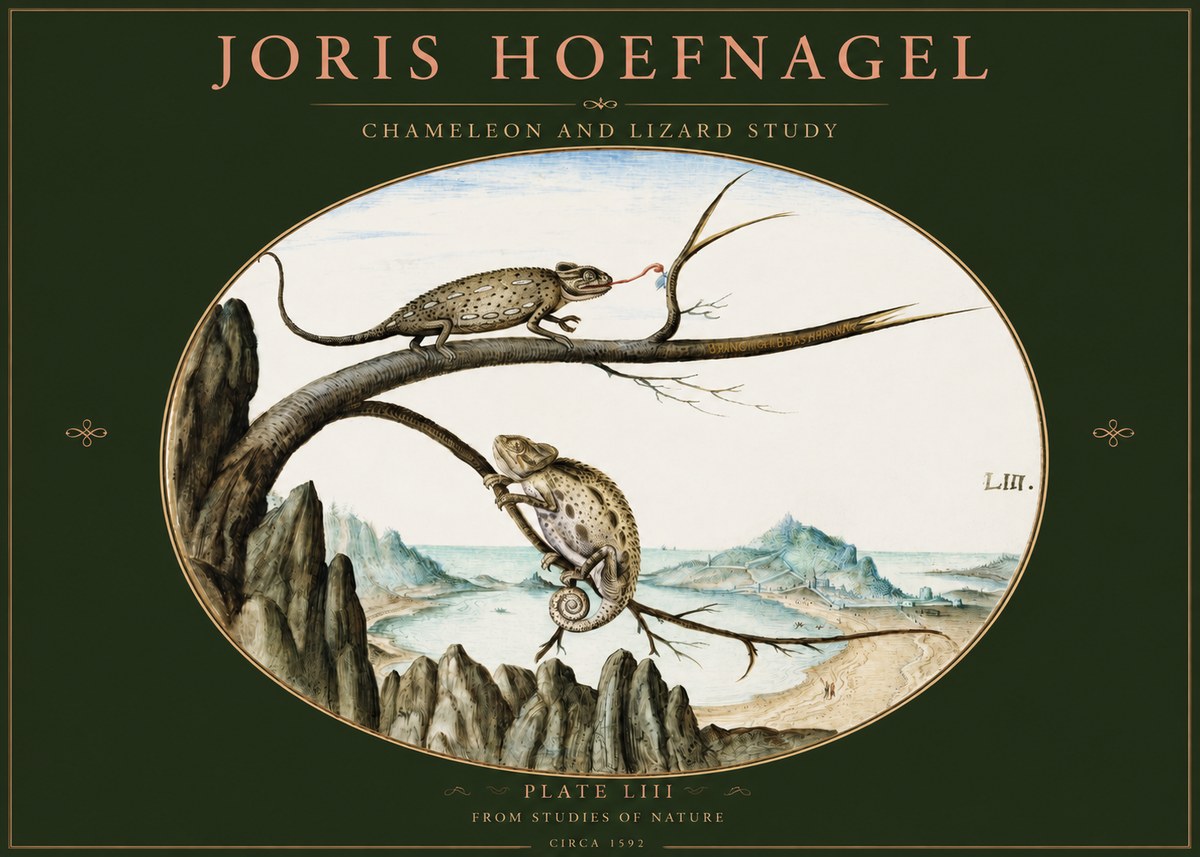 Joris Hoefnagel Chameleon and Lizard No3 - Poszter