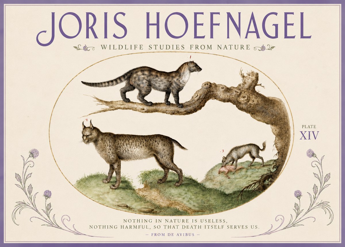 Joris Hoefnagel Wildlife Studies from Nature - Plate Xiv No4 - Poszter