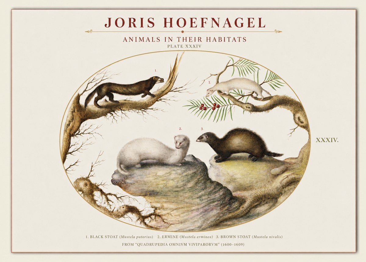 Joris Hoefnagel Animals in Their Habitats Plate Xxxiv No1 - Poszter