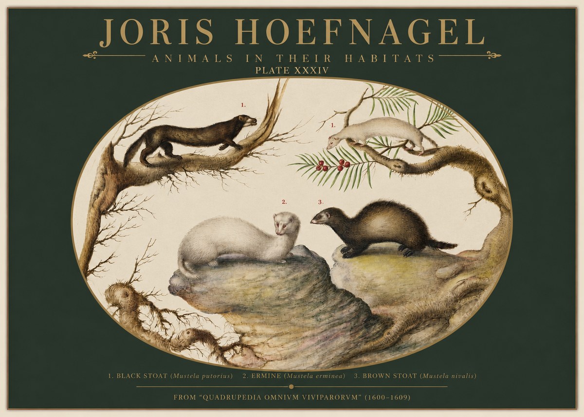 Joris Hoefnagel Animals in Their Habitats Plate Xxxiv No2 - Poszter