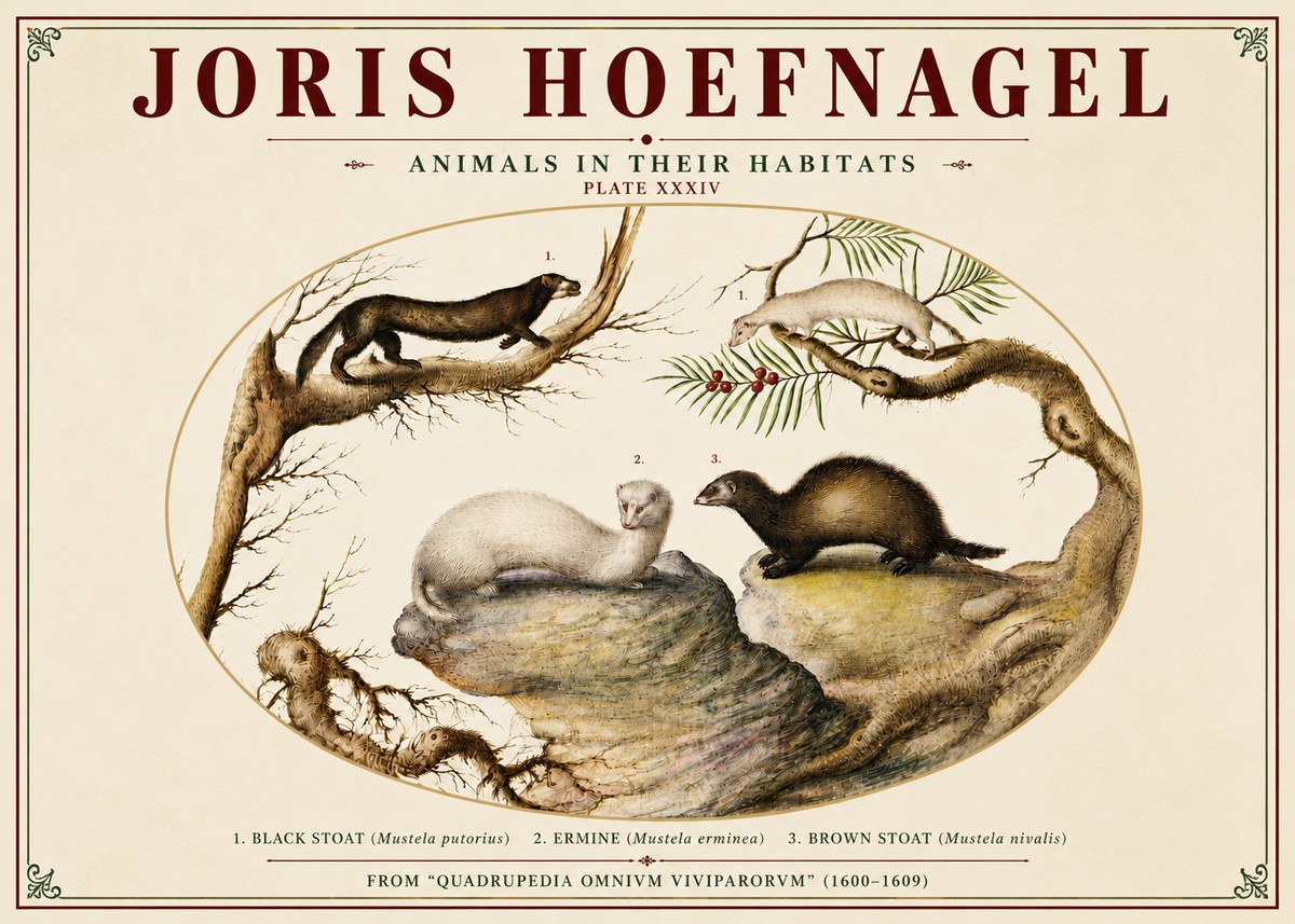 Joris Hoefnagel Animals in Their Habitats Plate Xxxiv No4 - Poszter