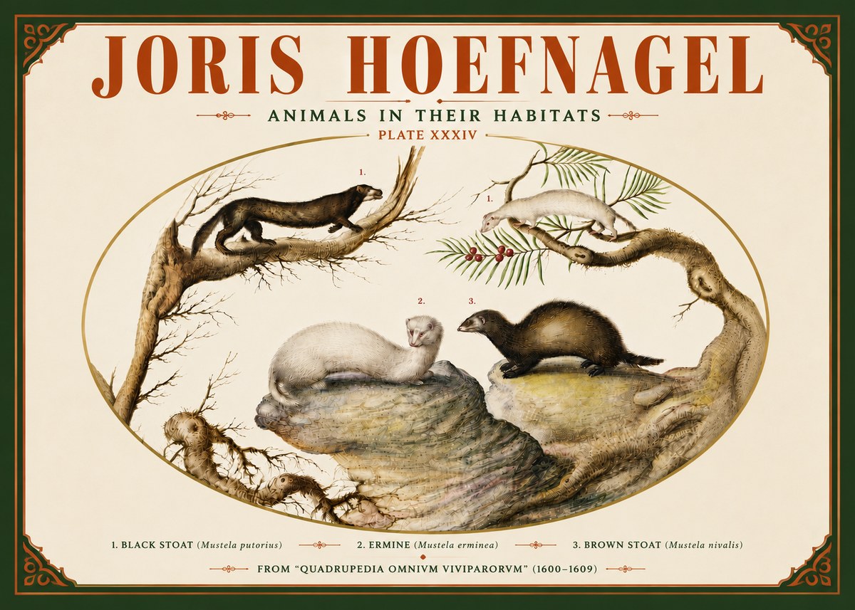 Joris Hoefnagel Animals in Their Habitats Plate Xxxiv No5 - Poszter