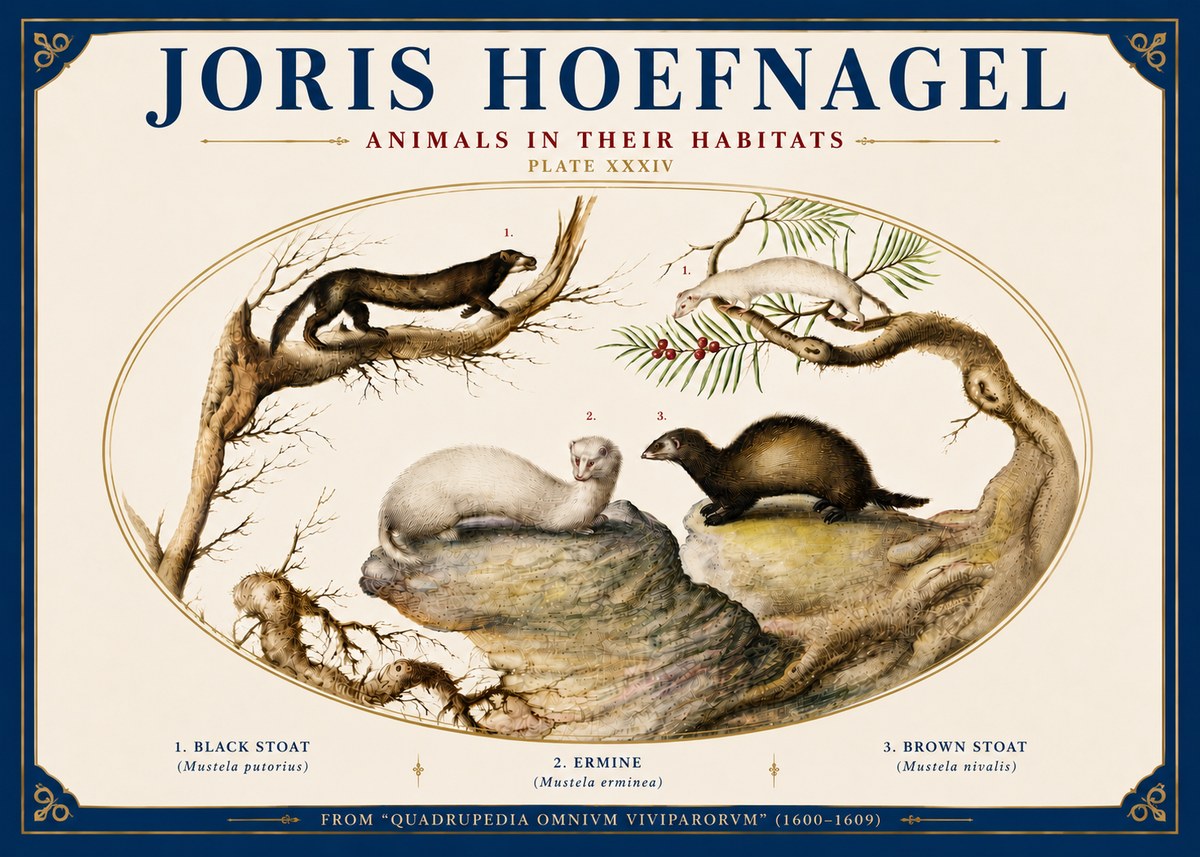 Joris Hoefnagel Animals in Their Habitats Plate Xxxiv No6 - Poszter