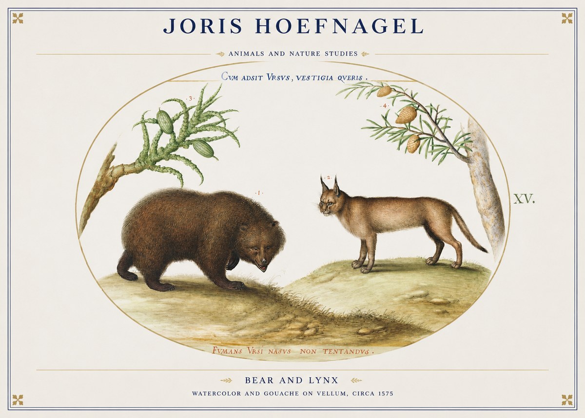 Joris Hoefnagel Bear and Lynx No1 - Poszter
