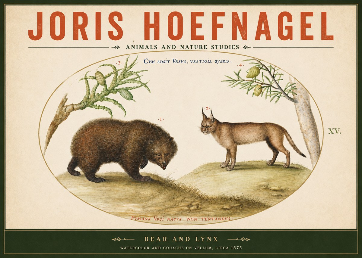 Joris Hoefnagel Bear and Lynx No2 - Poszter