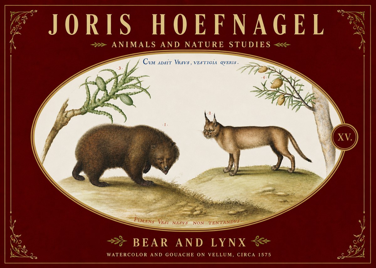Joris Hoefnagel Bear and Lynx No5 - Poszter